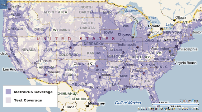 MetroPCS Coverage Map 